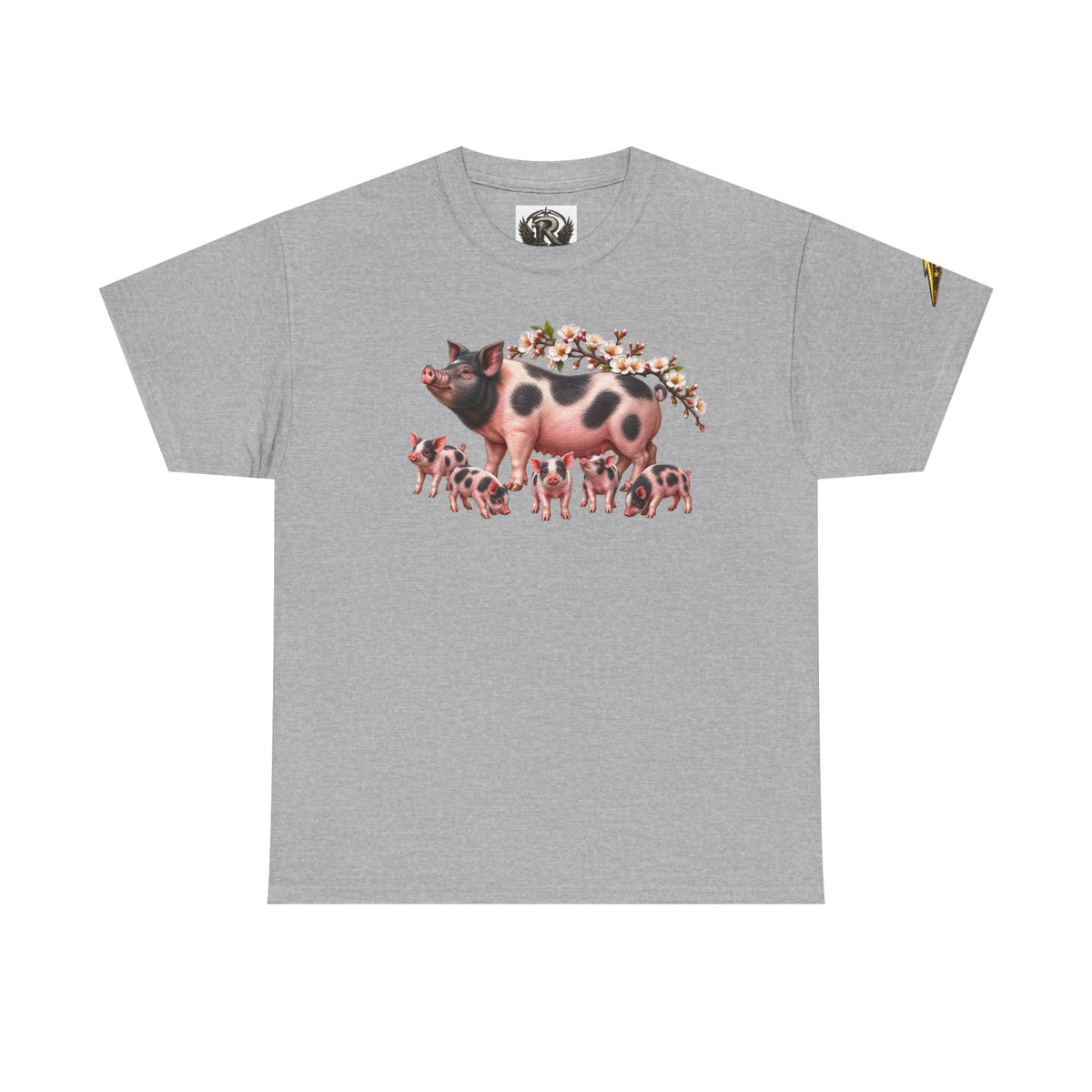 Pig Mama Graphic Tee — Floral Crowned Sow & Piglets Casual T-Shirt