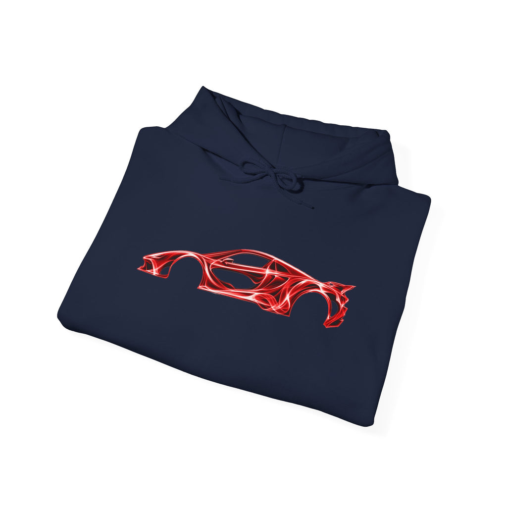 Car Silhouette Hoodie – Red Flame Sports Car Graphic