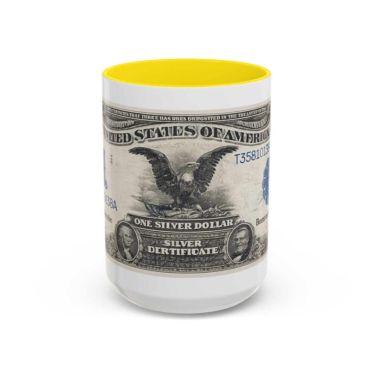 Dollar Bill Accent Coffee Mug — Vintage US Currency Design (11/15oz)
