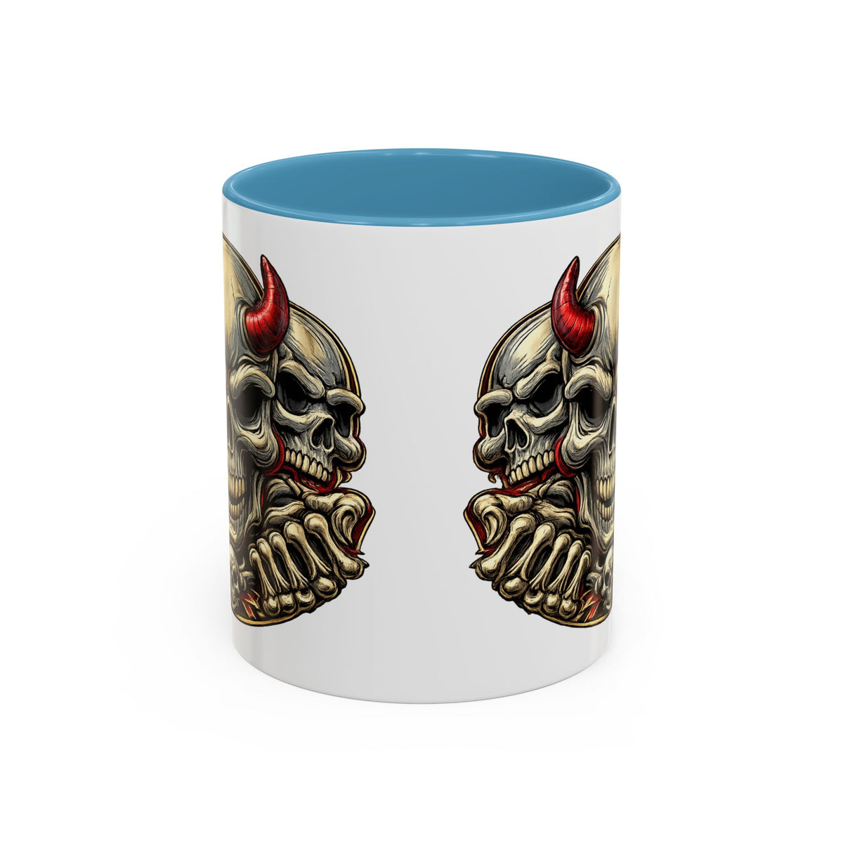 Devil Skull Accent Coffee Mug – Gothic Demon Skull Design (11/15 oz)