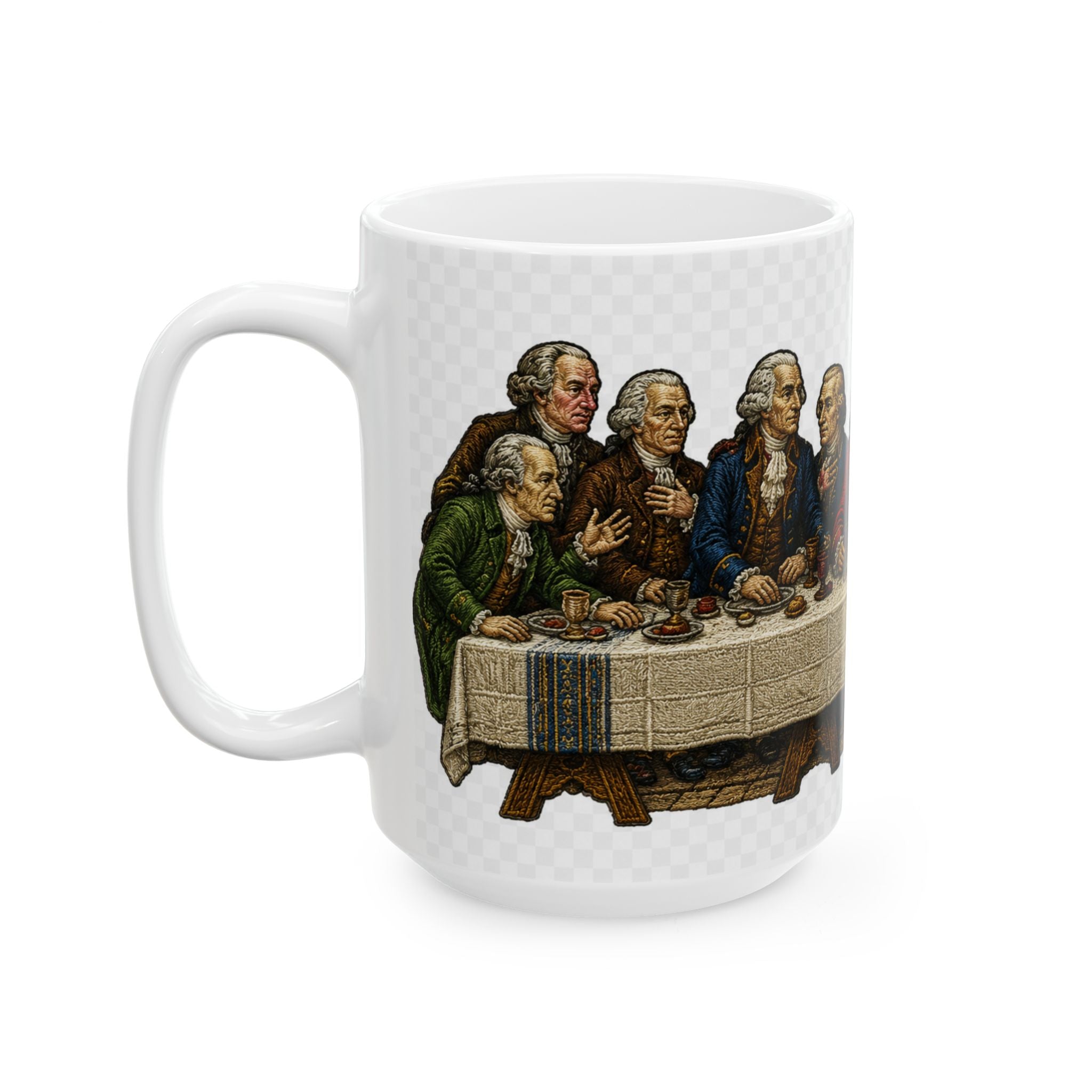 Founding Fathers Dinner Ceramic Mug – Historical Patriotic Coffee Cup (11oz/15oz)