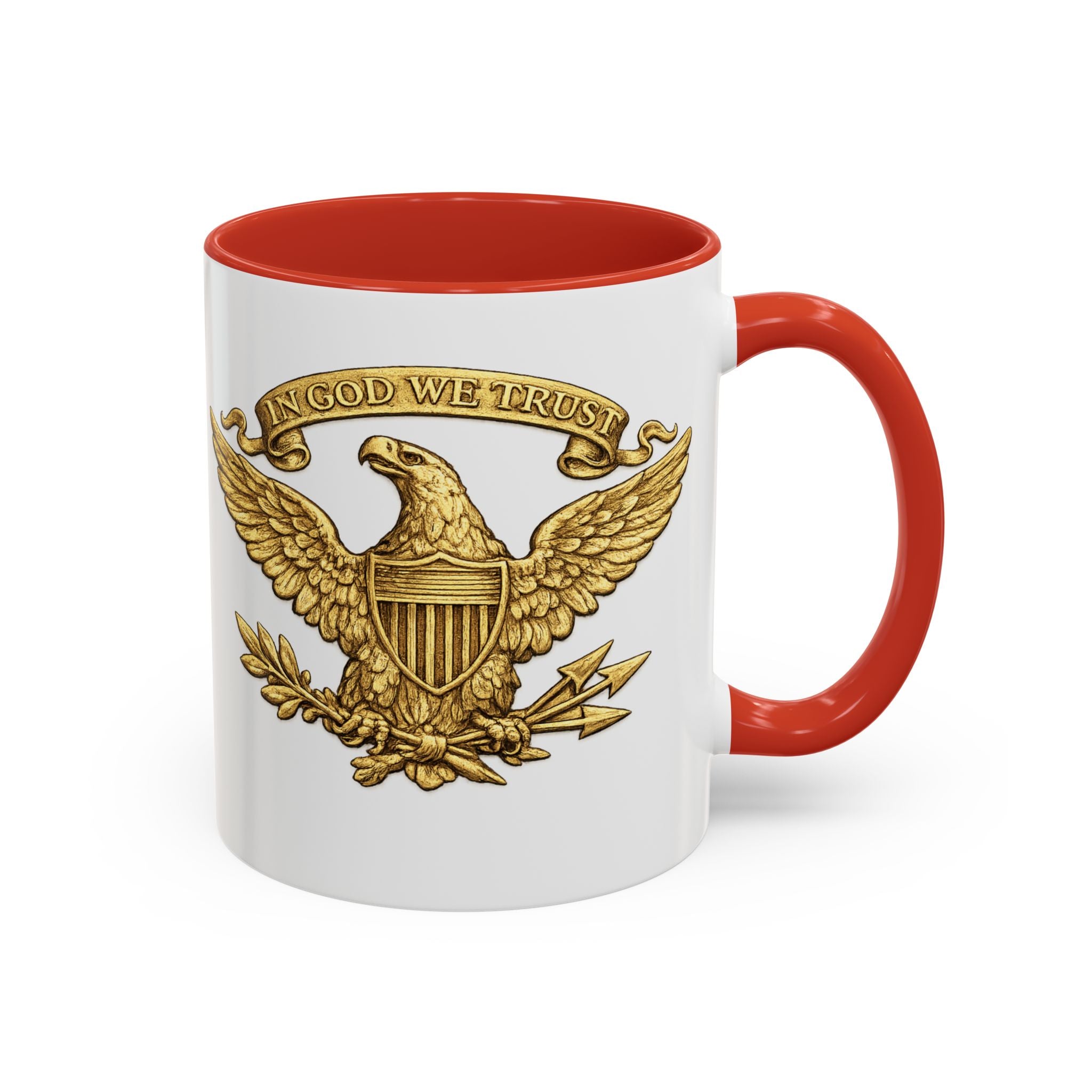Gold Eagle 'In God We Trust' Accent Coffee Mug — Patriotic 11/15oz