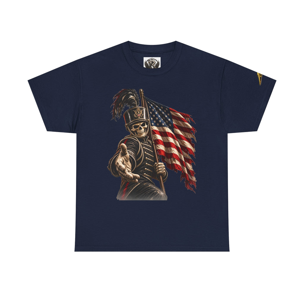Patriotic Skeleton Soldier T-Shirt — American Flag Grim Reaper Tee
