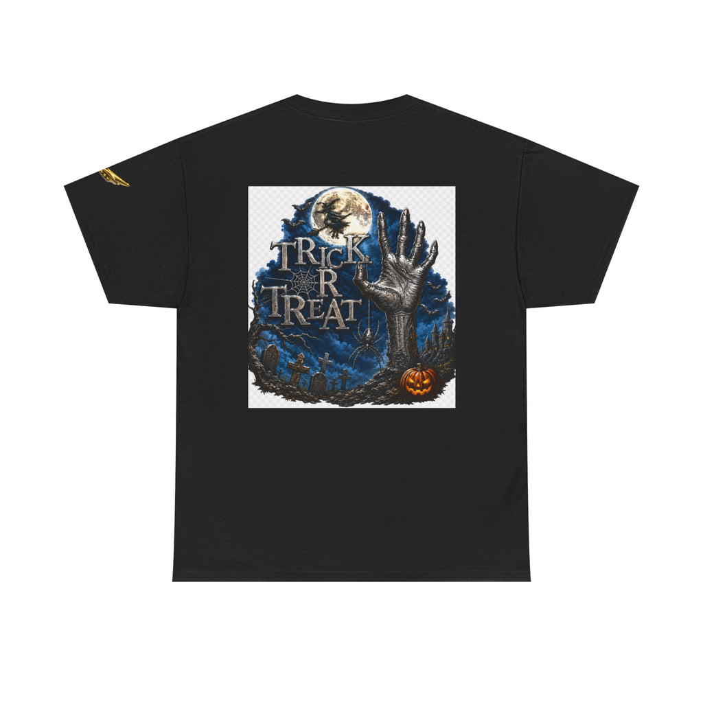 Trick R Treat Halloween Tee — Spooky Graveyard Moon Graphic T-Shirt