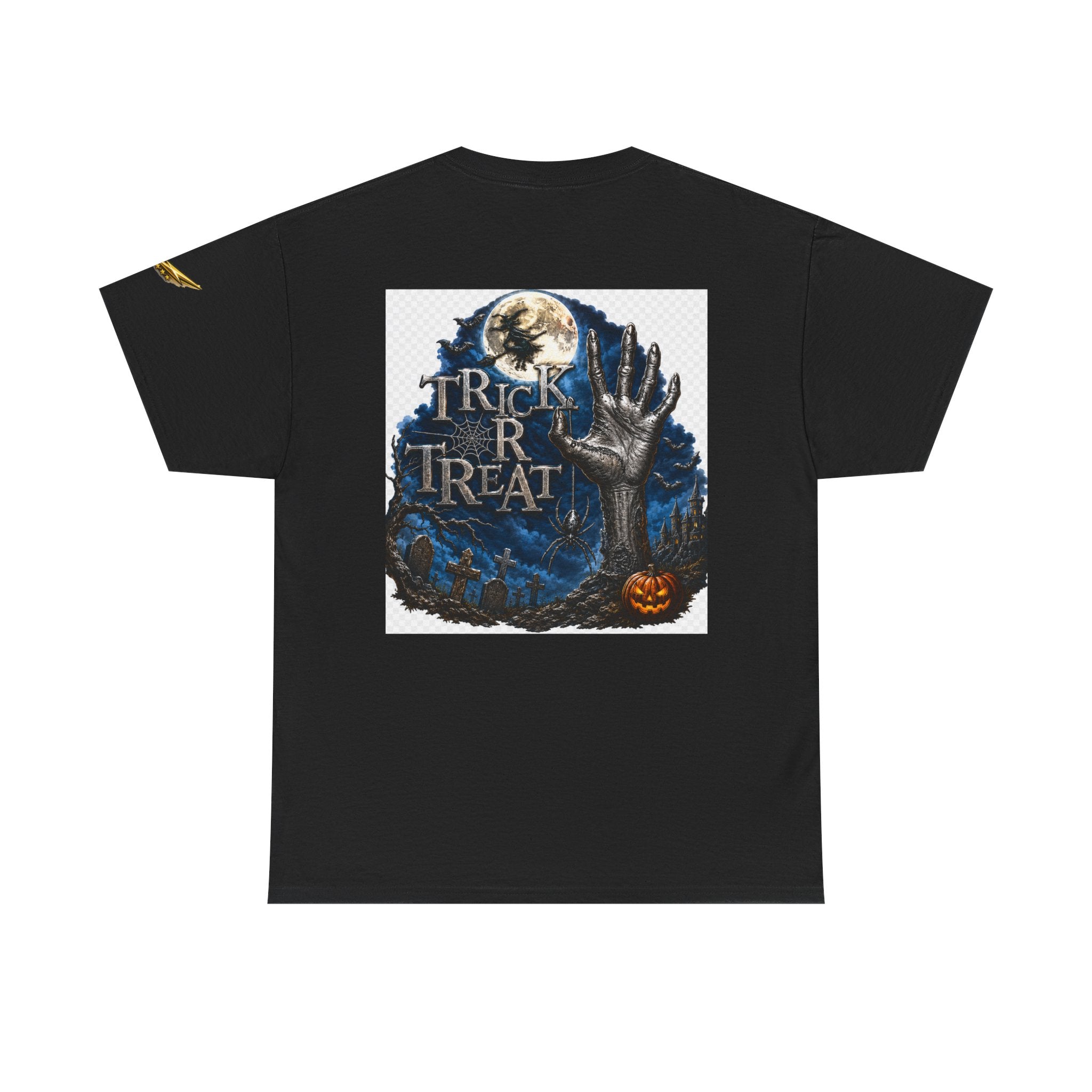 Trick R Treat Halloween Tee — Spooky Graveyard Moon Graphic T-Shirt