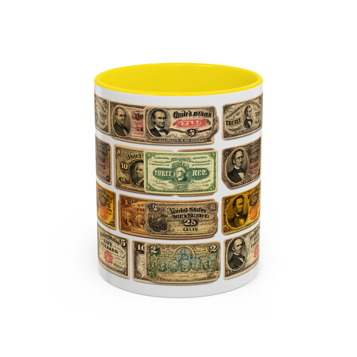 Vintage US Fractional Currency Coffee Mug – Retro Banknote Accent Mug (11/15 oz)