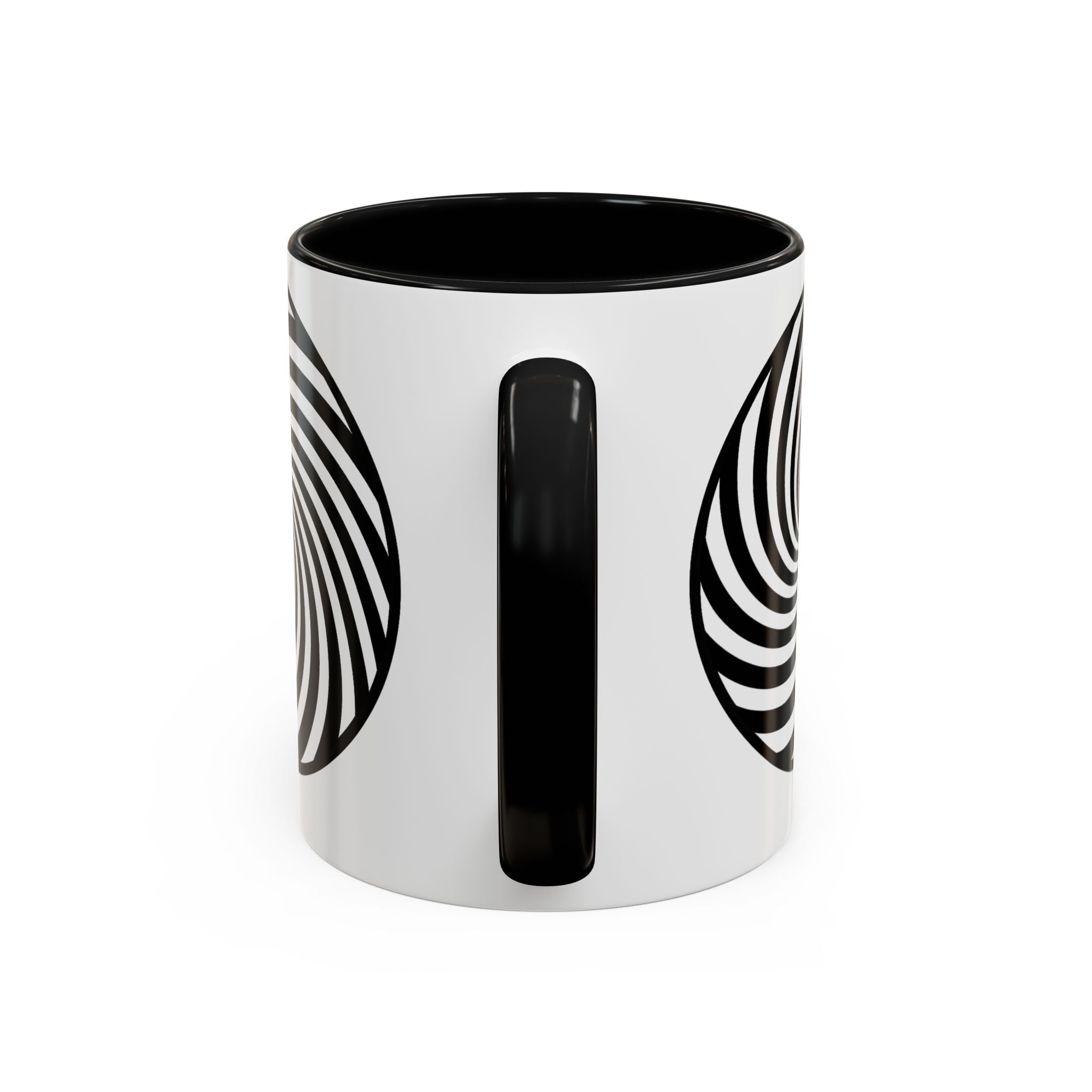 Hypnotic Swirl Accent Mug — Black & White Spiral Coffee Cup (11/15oz)