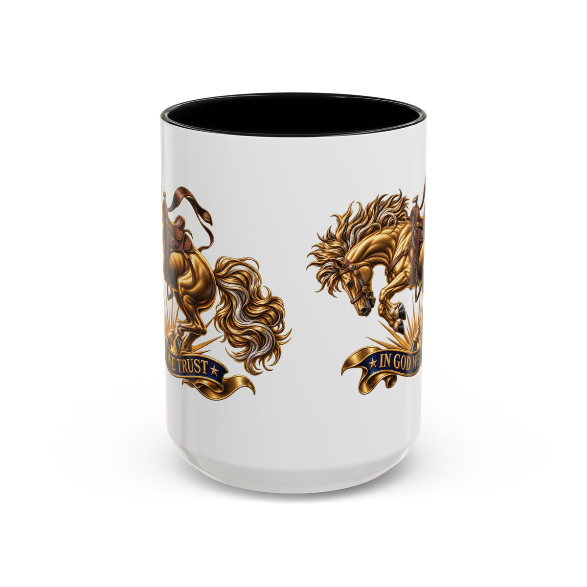 In God We Trust Golden Horse Accent Coffee Mug