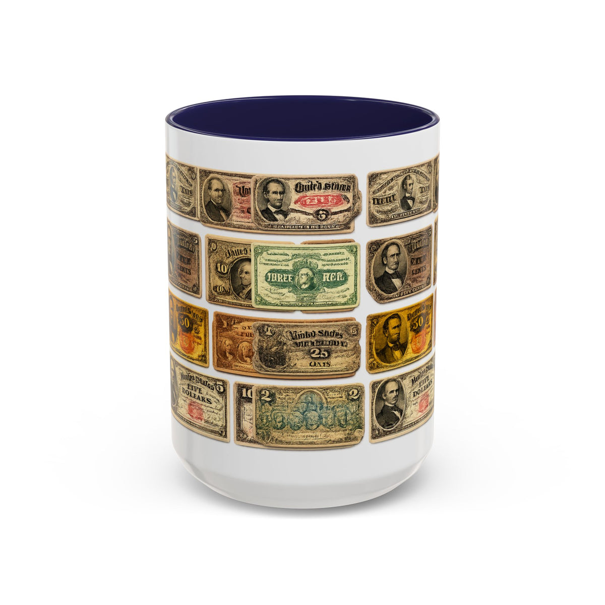 Vintage US Fractional Currency Coffee Mug – Retro Banknote Accent Mug (11/15 oz)