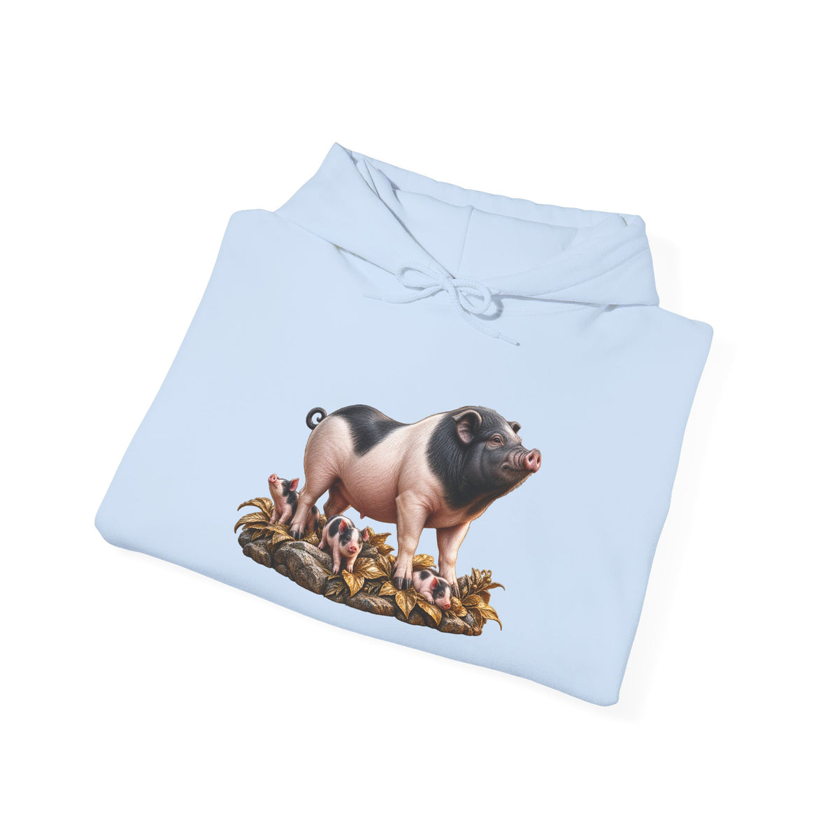 Pig Illustration Hoodie – Farmyard Black & Pink Pig Graphic Pullover