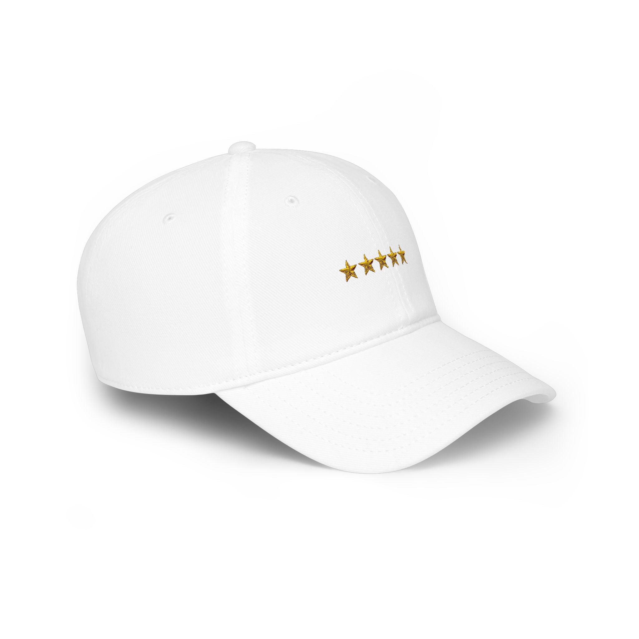 Red Low Profile Cap with Five Gold Stars Embroidery — Patriotic 5-Star Baseball Hat