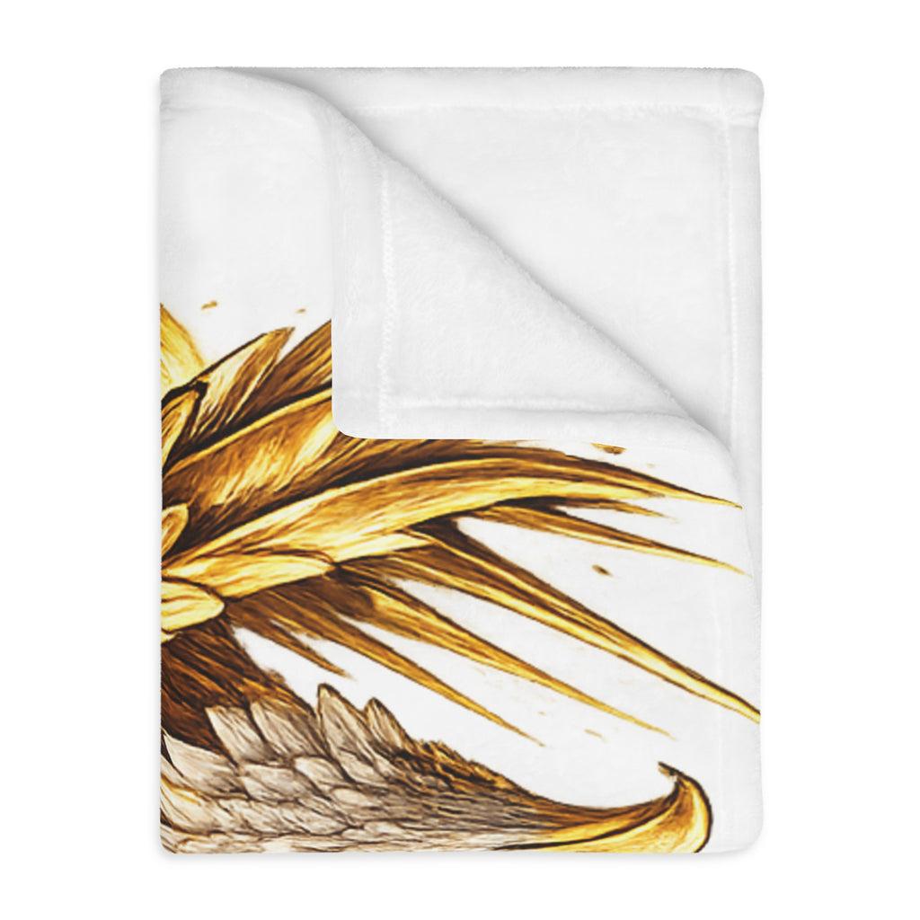 Golden Eagle Velveteen Throw Blanket — "Relentless" Two-Sided Microfiber