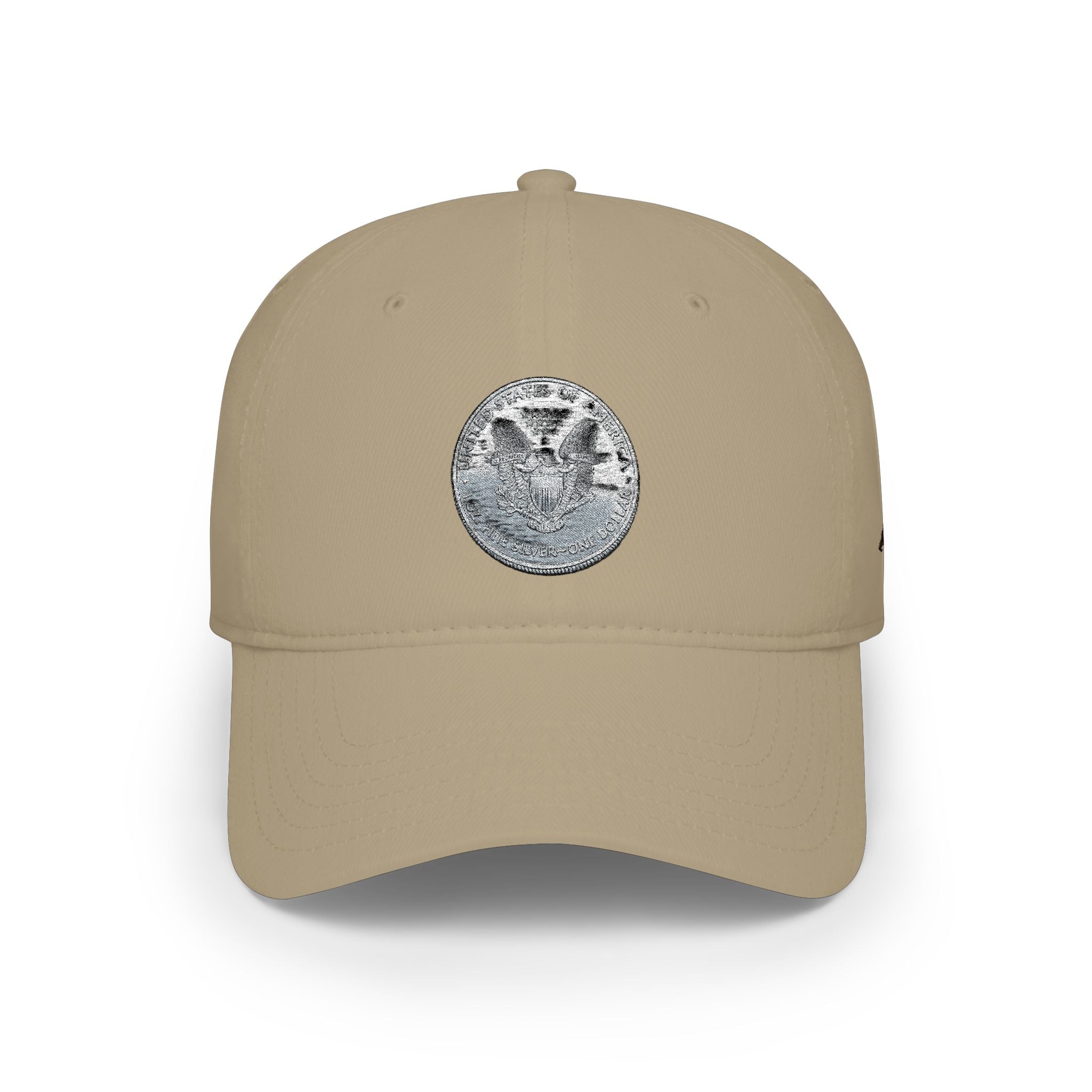 Low Profile Baseball Cap with Silver Coin Patch — Vintage Coin Dad Hat, Casual Streetwear Cap