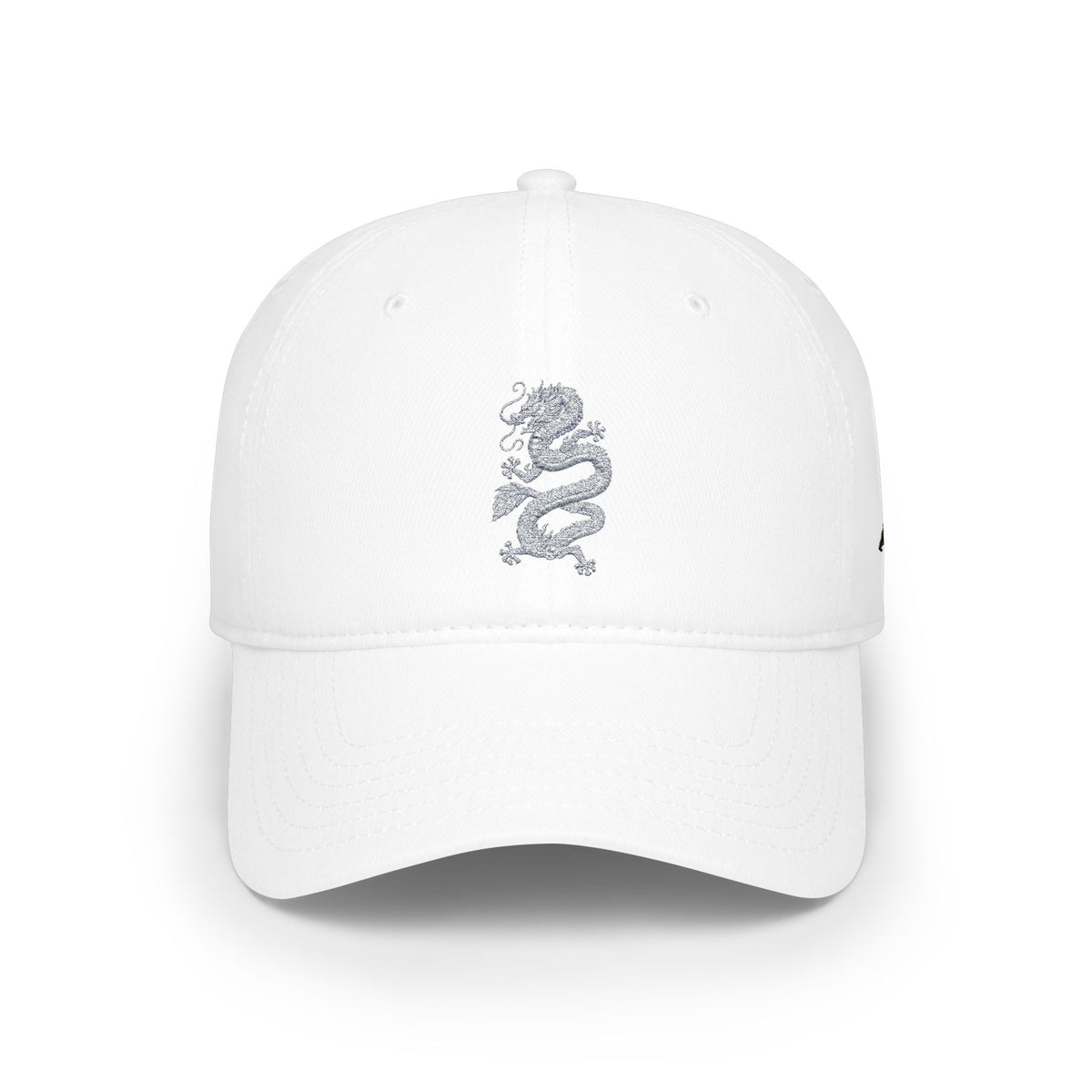 Low-Profile Baseball Cap with White Embroidered Dragon — Minimalist Streetwear Hat