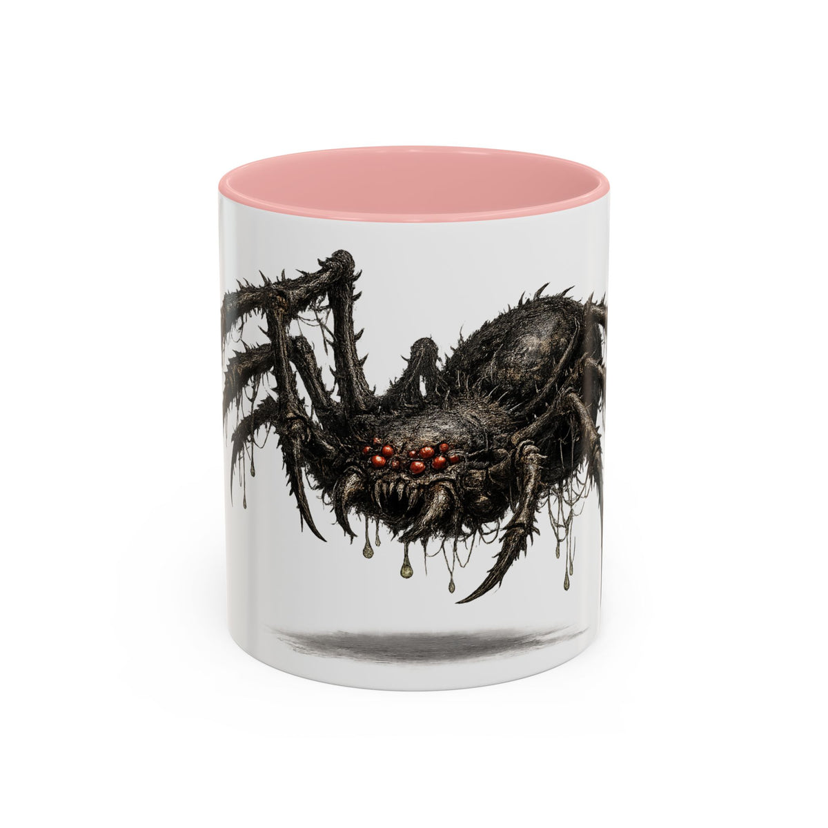 Spider Horror Accent Coffee Mug — Creepy Red-Eyed Arachnid Design (11/15oz)