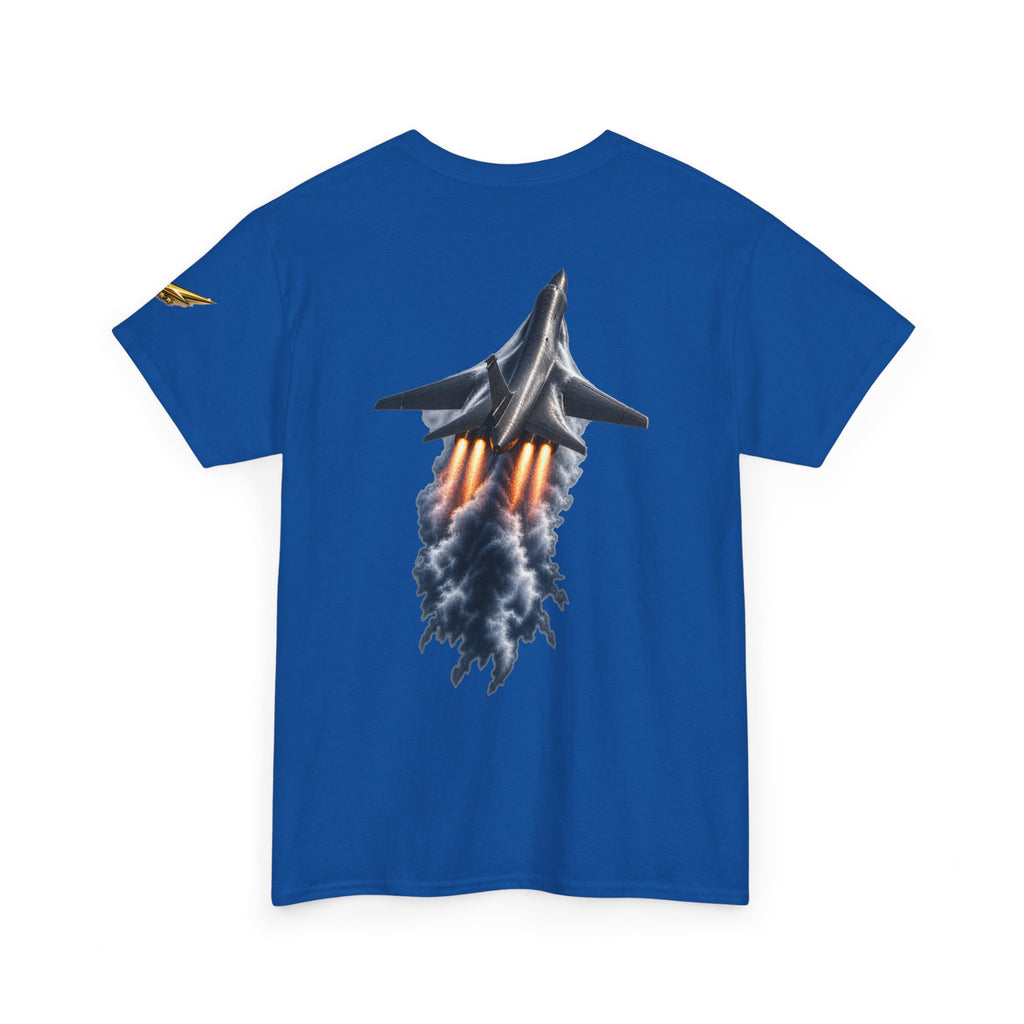 Jet Fighter Backprint Tee — Rocket Afterburner Aviation Graphic Shirt