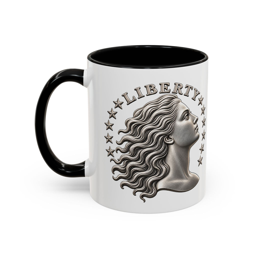 Liberty Coin Accent Coffee Mug — Vintage Lady Head Design (11/15 oz)