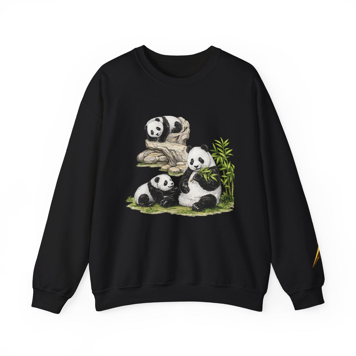 Panda Family Crewneck Sweatshirt — Cute Bamboo Bears Graphic