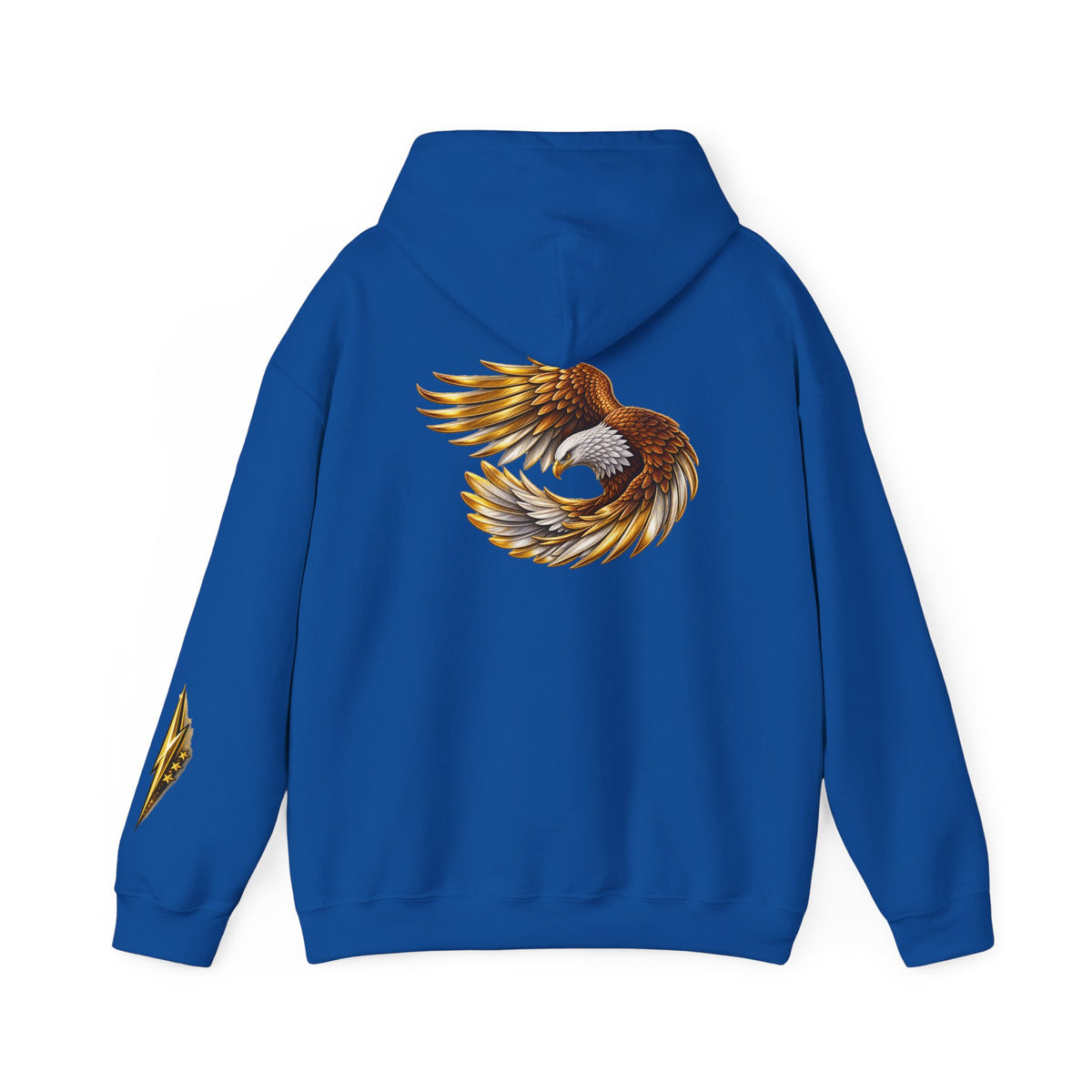 Eagle Wing Circle Hoodie — Golden Flying Eagle Back Graphic Sweatshirt
