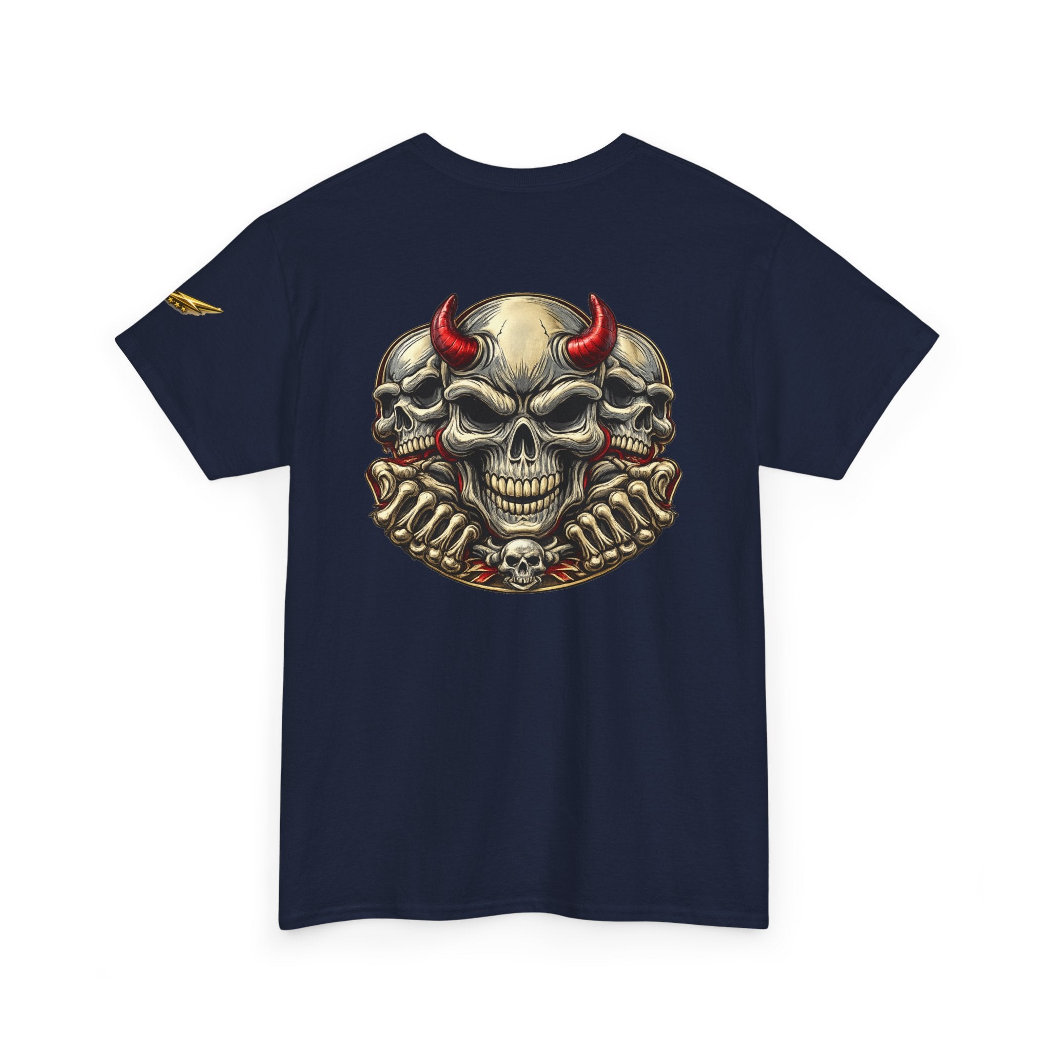 Devil Skull Tee — Red Horns Skull Graphic T-Shirt