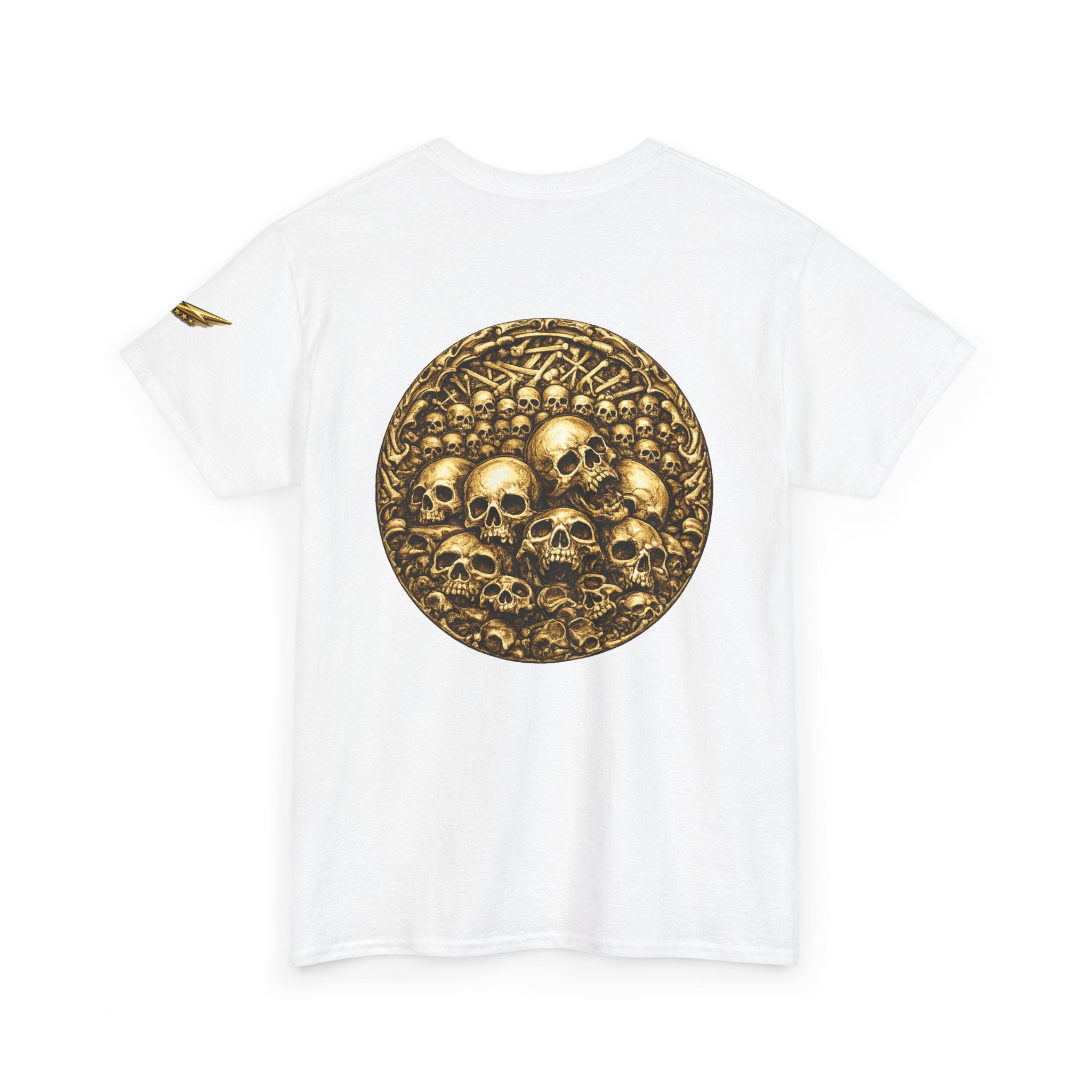 Skull Pile Graphic Tee — Vintage Gold Skull Circle Back Print