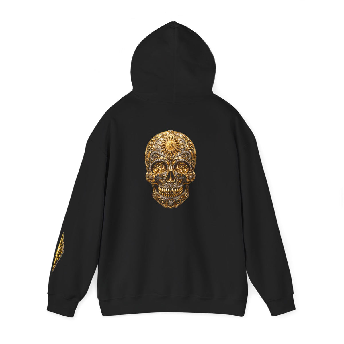 Gold Ornamental Skull Hoodie — Day of the Dead Sugar Skull Pullover