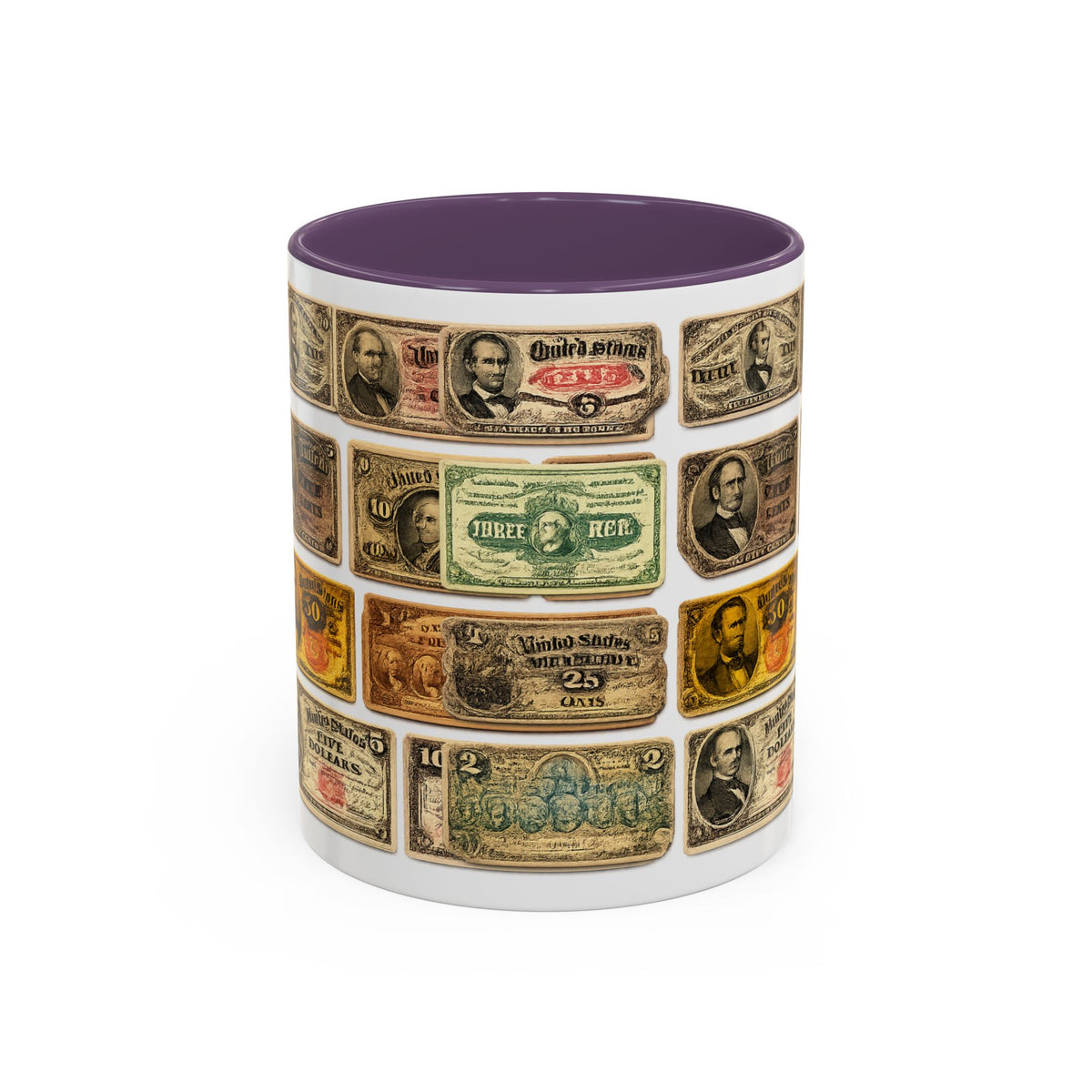 Vintage US Fractional Currency Coffee Mug – Retro Banknote Accent Mug (11/15 oz)