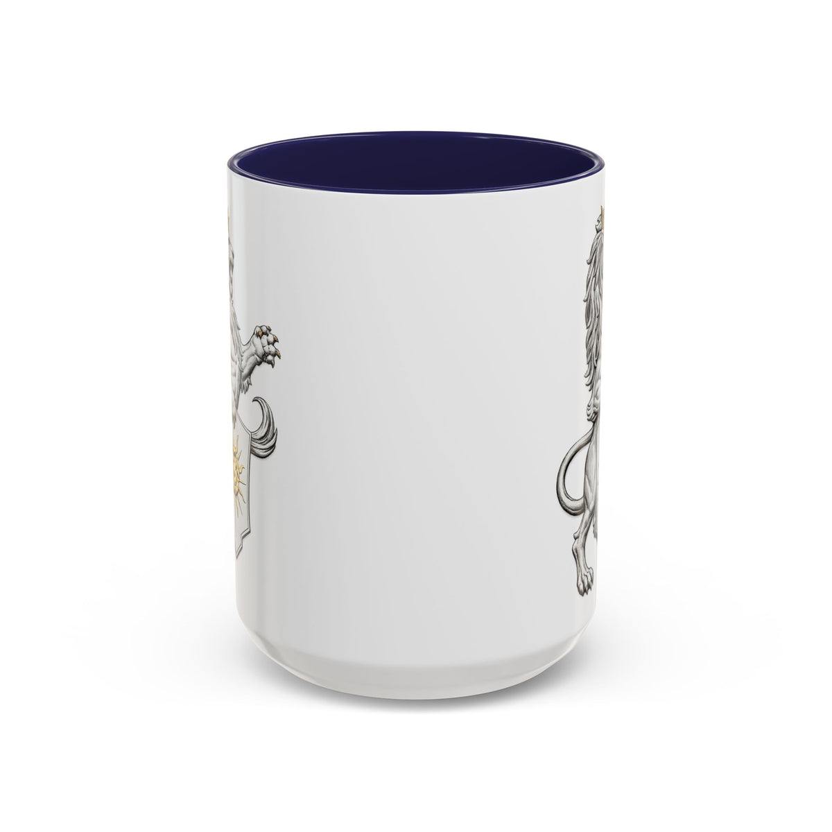 Royal Lion Crest Coffee Mug — Heraldic Crowned Lion Design (11/15oz)