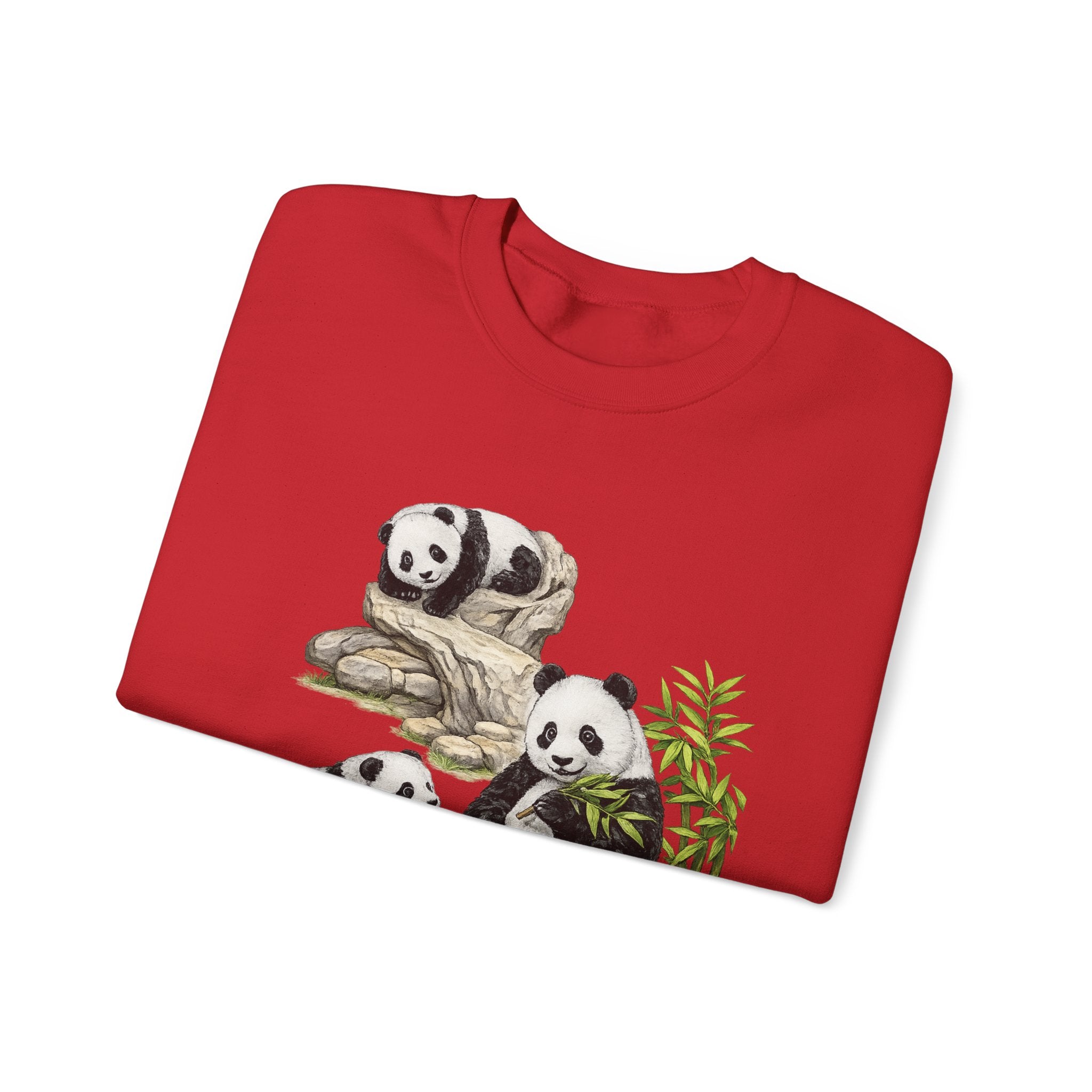 Panda Family Crewneck Sweatshirt — Cute Bamboo Bears Graphic
