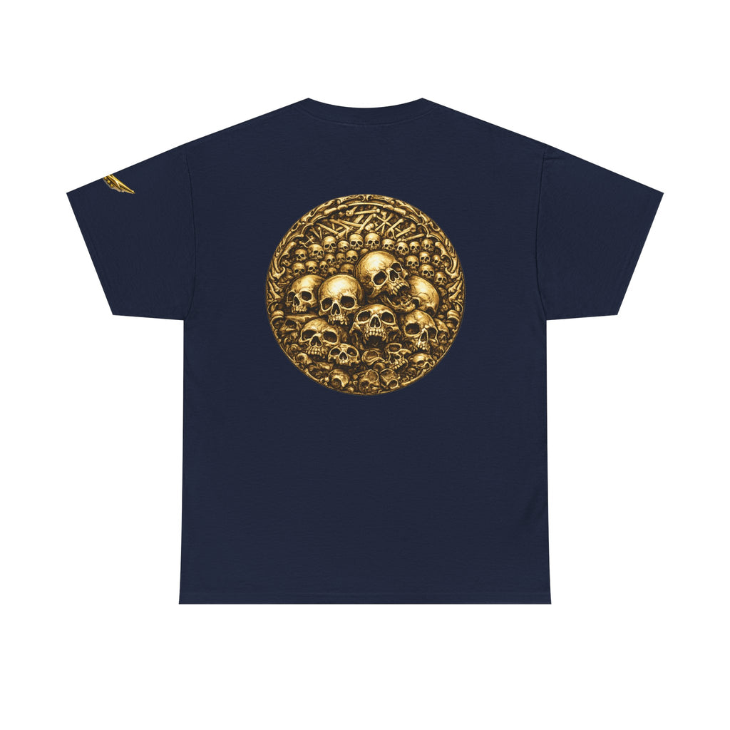 Skull Pile Graphic Tee — Vintage Gold Skull Circle Back Print
