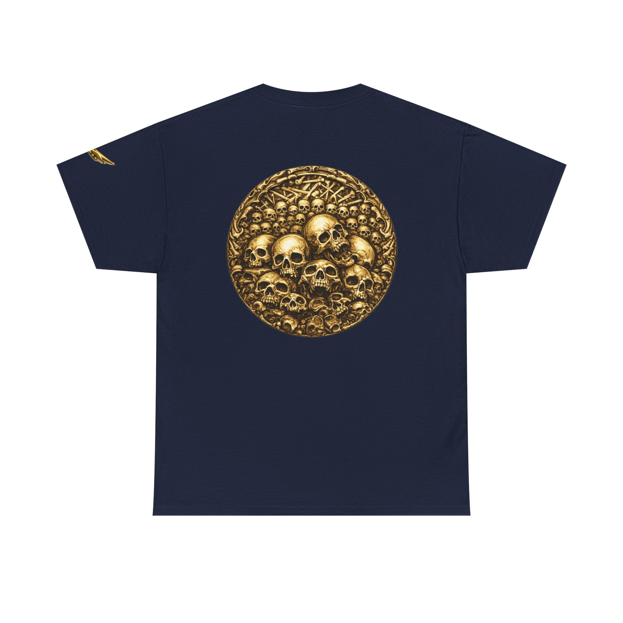 Skull Pile Graphic Tee — Vintage Gold Skull Circle Back Print