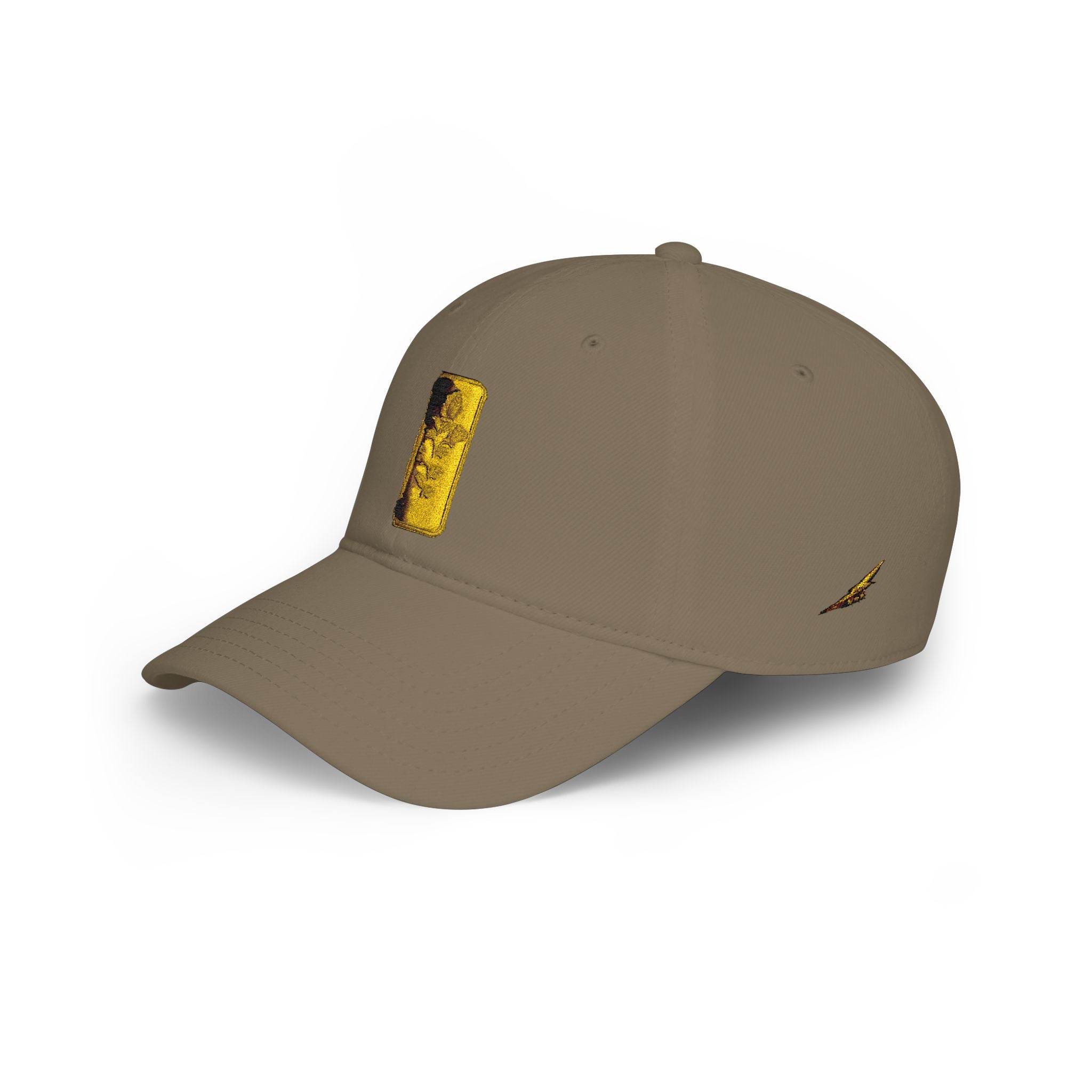 Low Profile Cap with Gold Embroidered Rosa Patch