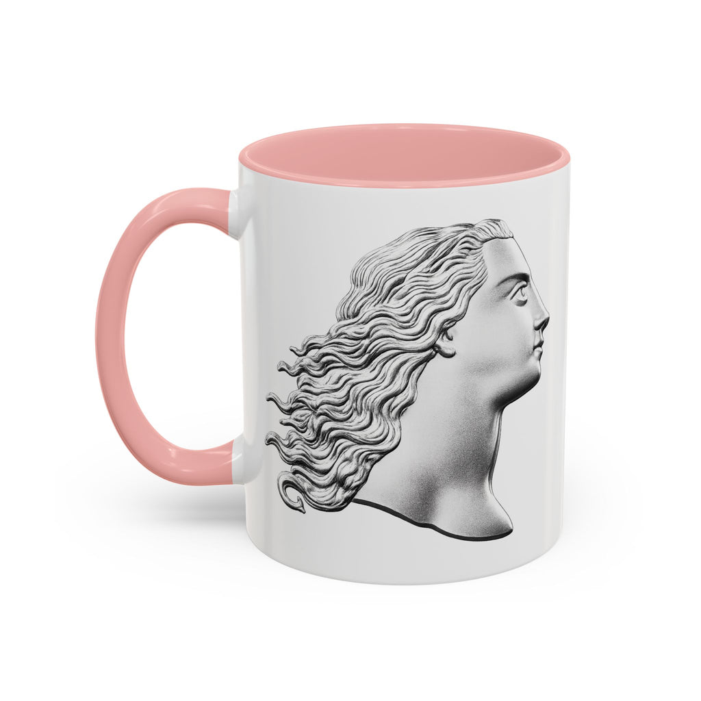 Classical Profile Accent Coffee Mug — Greek Goddess Bust Design (11/15oz)