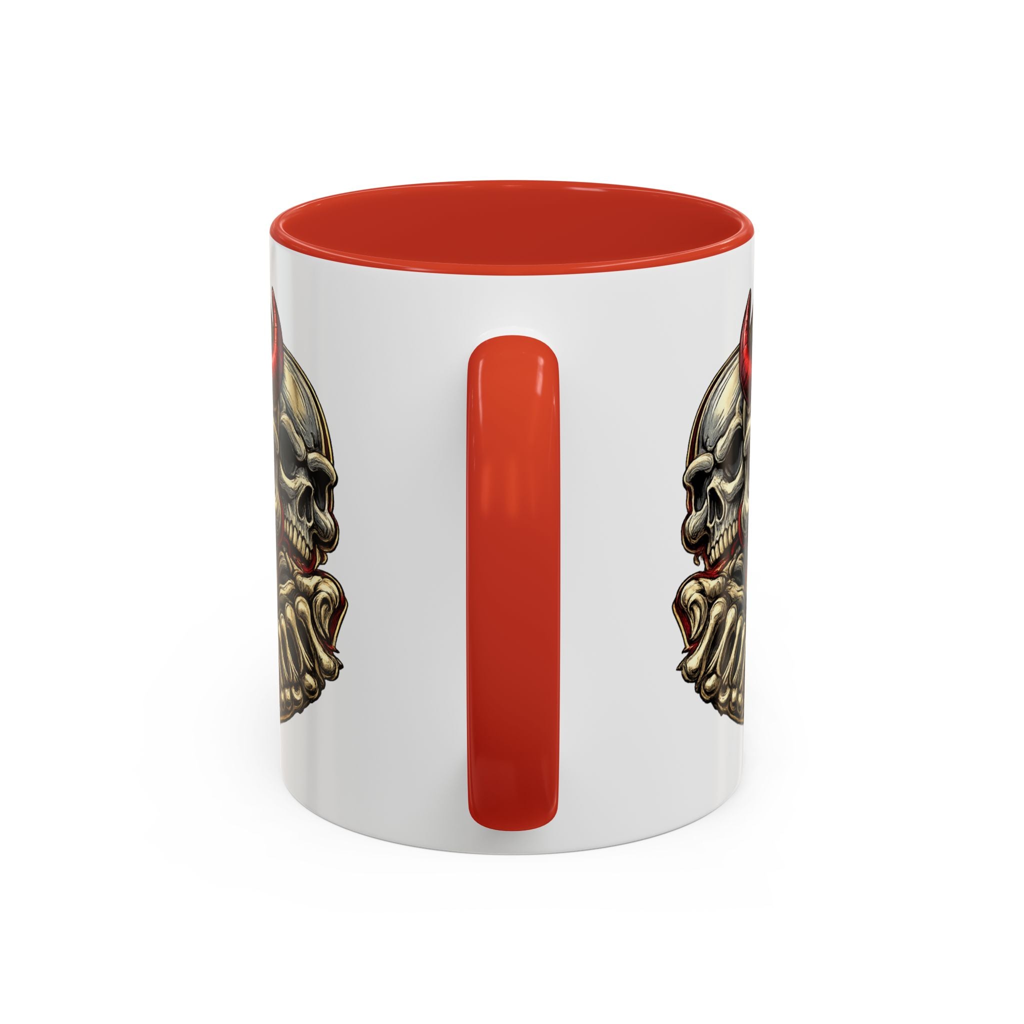 Devil Skull Accent Coffee Mug – Gothic Demon Skull Design (11/15 oz)