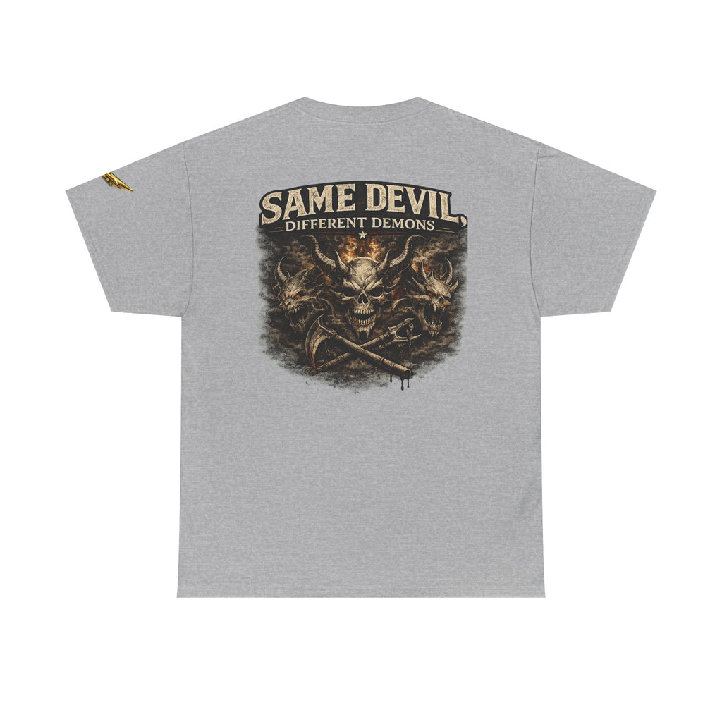 Same Devil Graphic Tee — "Same Devil Different Demons" Skull Back Print
