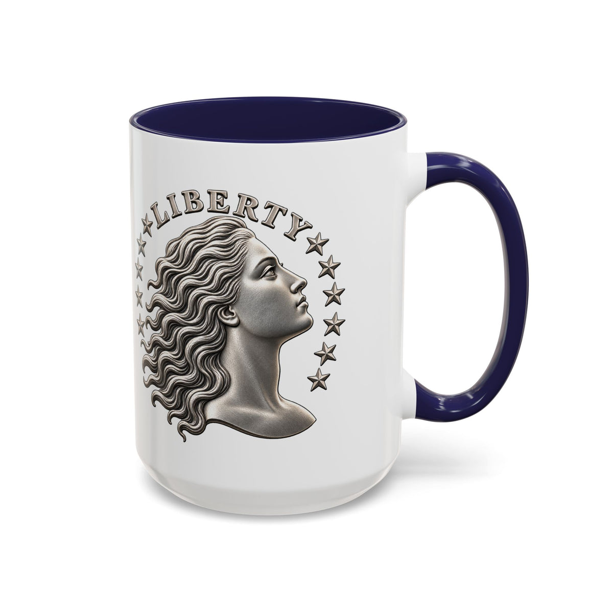 Liberty Coin Accent Coffee Mug — Vintage Lady Head Design (11/15 oz)