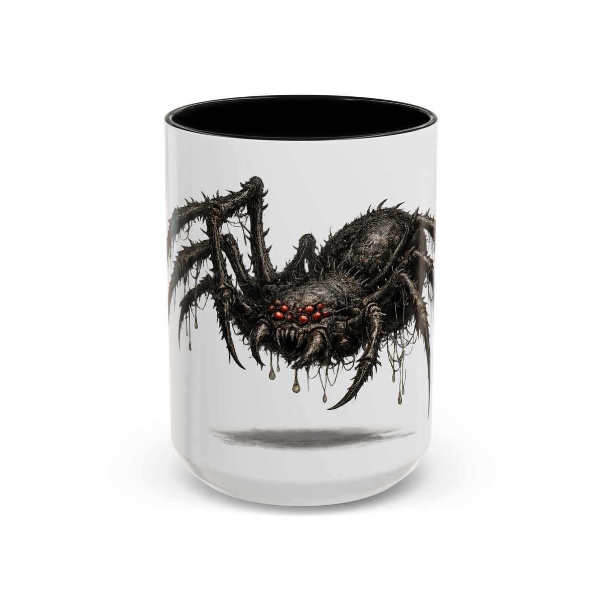 Spider Horror Accent Coffee Mug — Creepy Red-Eyed Arachnid Design (11/15oz)