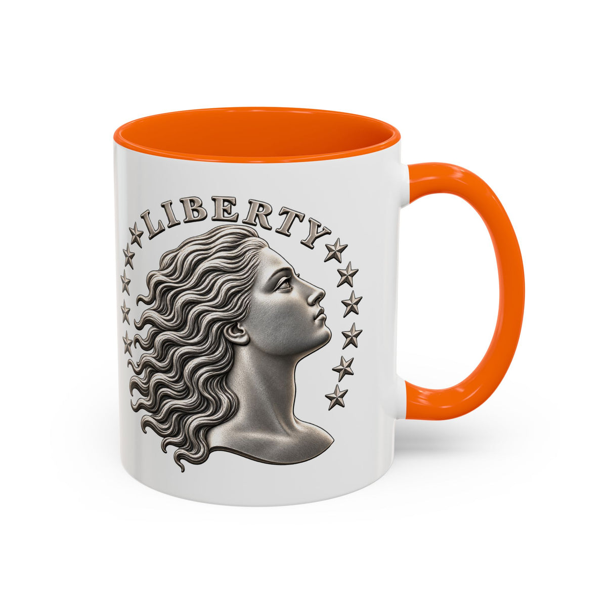 Liberty Coin Accent Coffee Mug — Vintage Lady Head Design (11/15 oz)