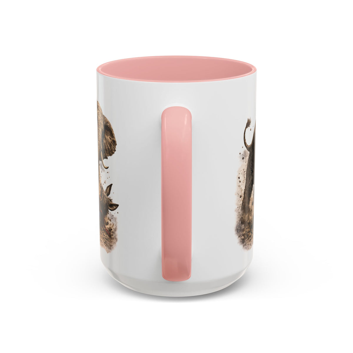 Elephant Charge Accent Coffee Mug — Dramatic Wildlife Illustration (11/15oz)