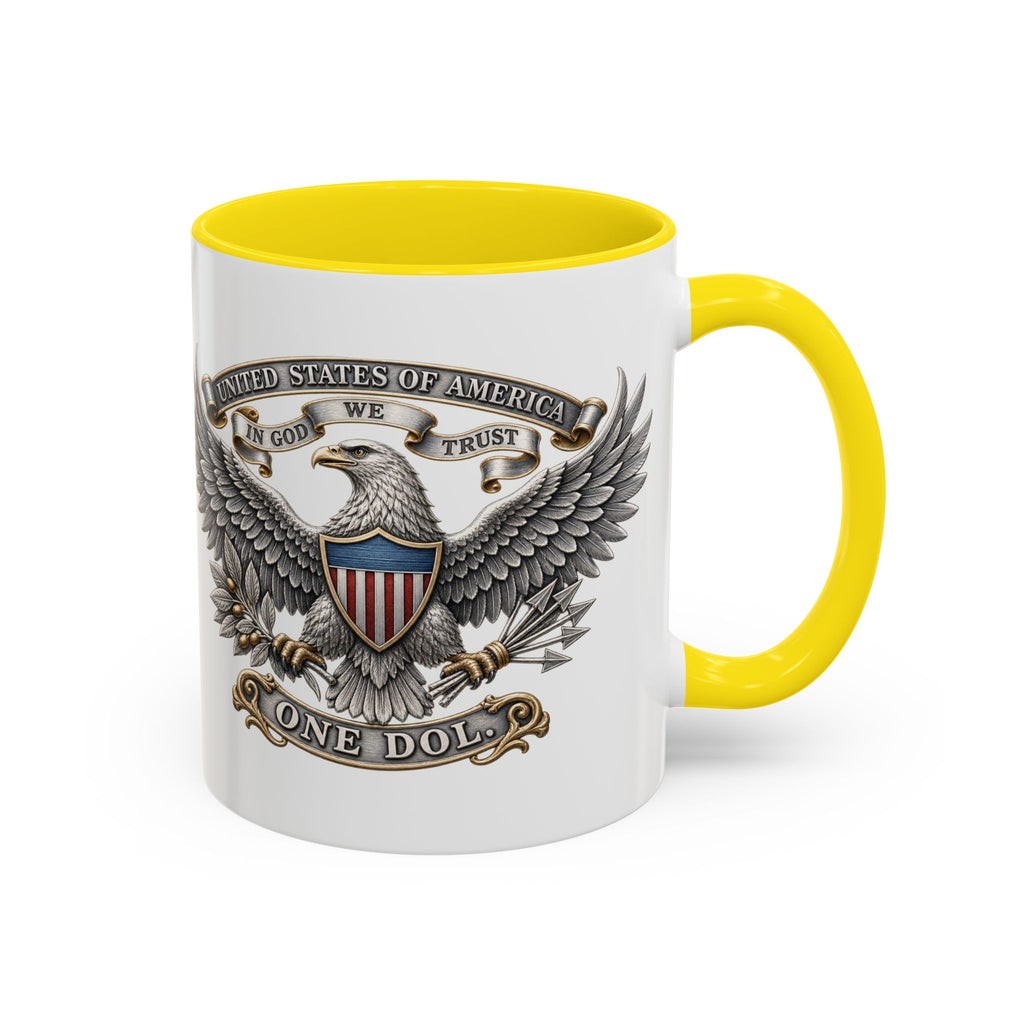 Eagle Shield Accent Coffee Mug — Patriotic "In God We Trust" Design