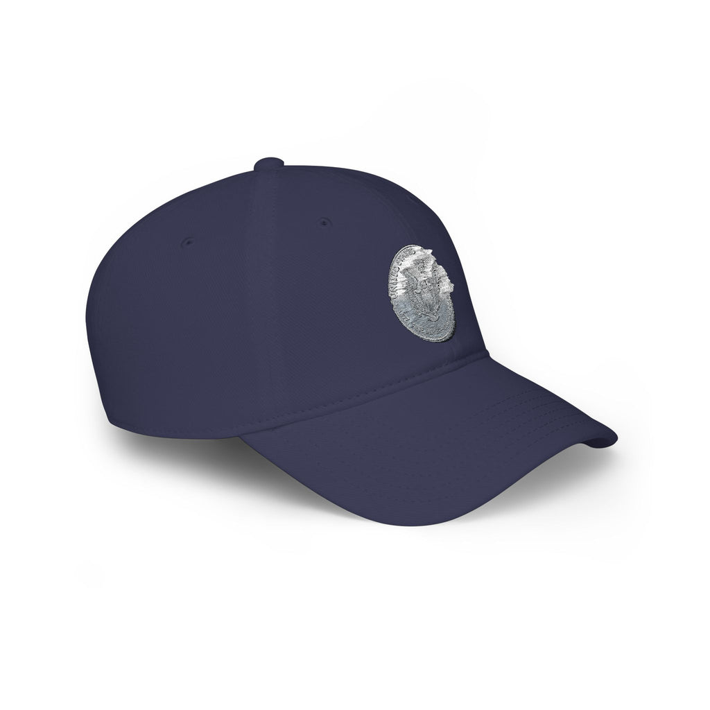 Low Profile Baseball Cap with Silver Coin Patch — Vintage Coin Dad Hat, Casual Streetwear Cap