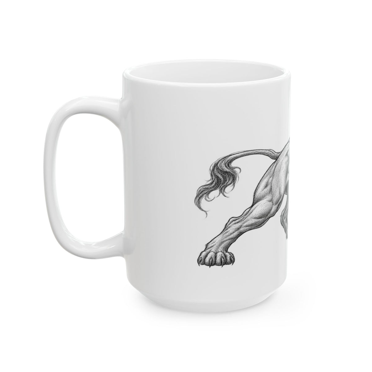 Lion Illustration Ceramic Mug — Majestic Sketch Coffee Cup (11oz & 15oz)