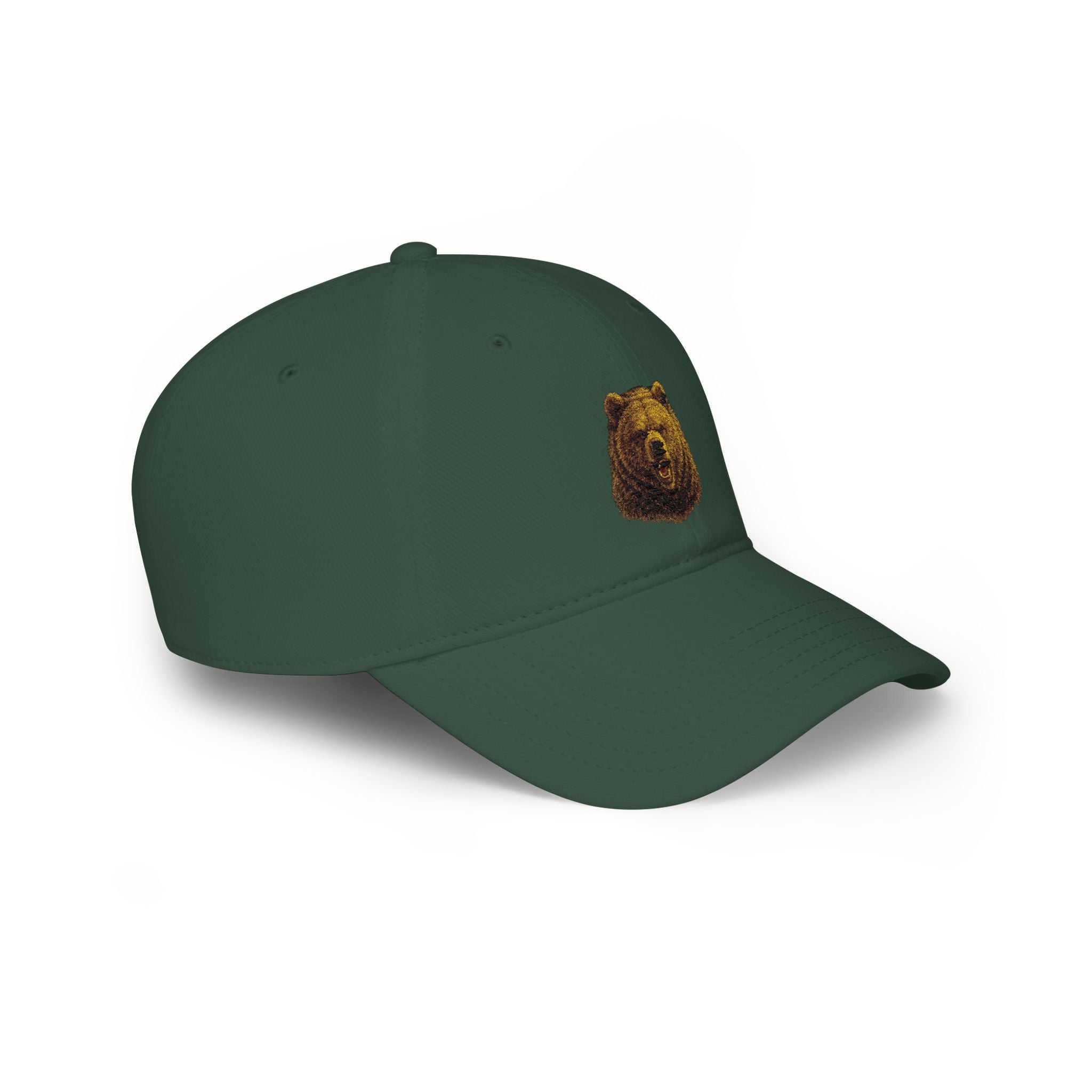 Bear Head Embroidered Baseball Cap — Low Profile Hat for Outdoors & Casual Wear