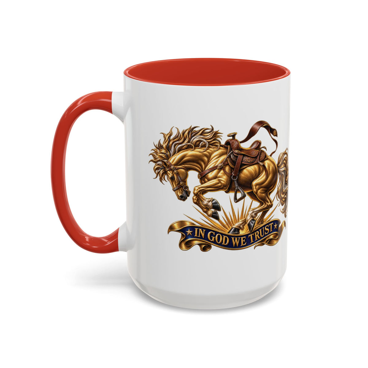 In God We Trust Golden Horse Accent Coffee Mug