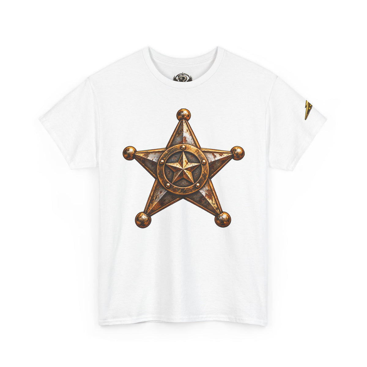 Sheriff Badge T-Shirt — Vintage Bronze Star Western Graphic Tee