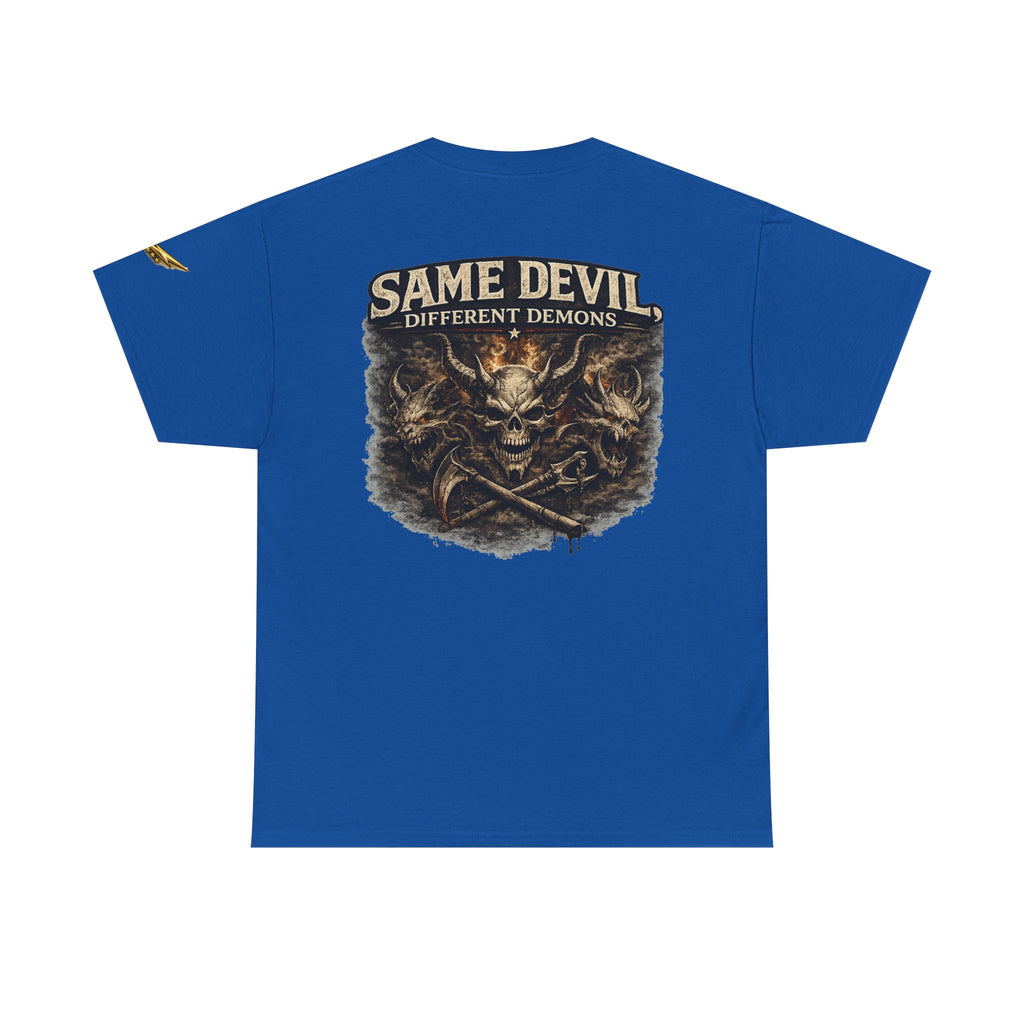 Same Devil Graphic Tee — "Same Devil Different Demons" Skull Back Print