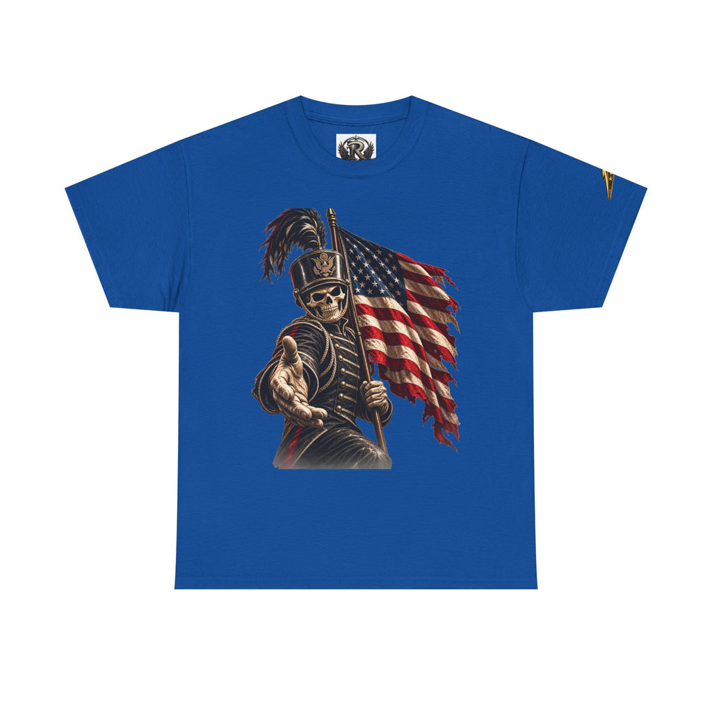 Patriotic Skeleton Soldier T-Shirt — American Flag Grim Reaper Tee