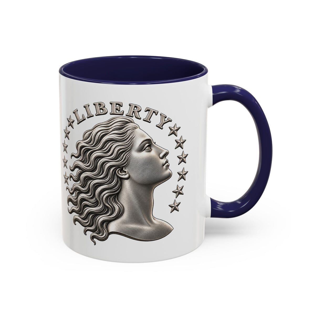 Liberty Coin Accent Coffee Mug — Vintage Lady Head Design (11/15 oz)