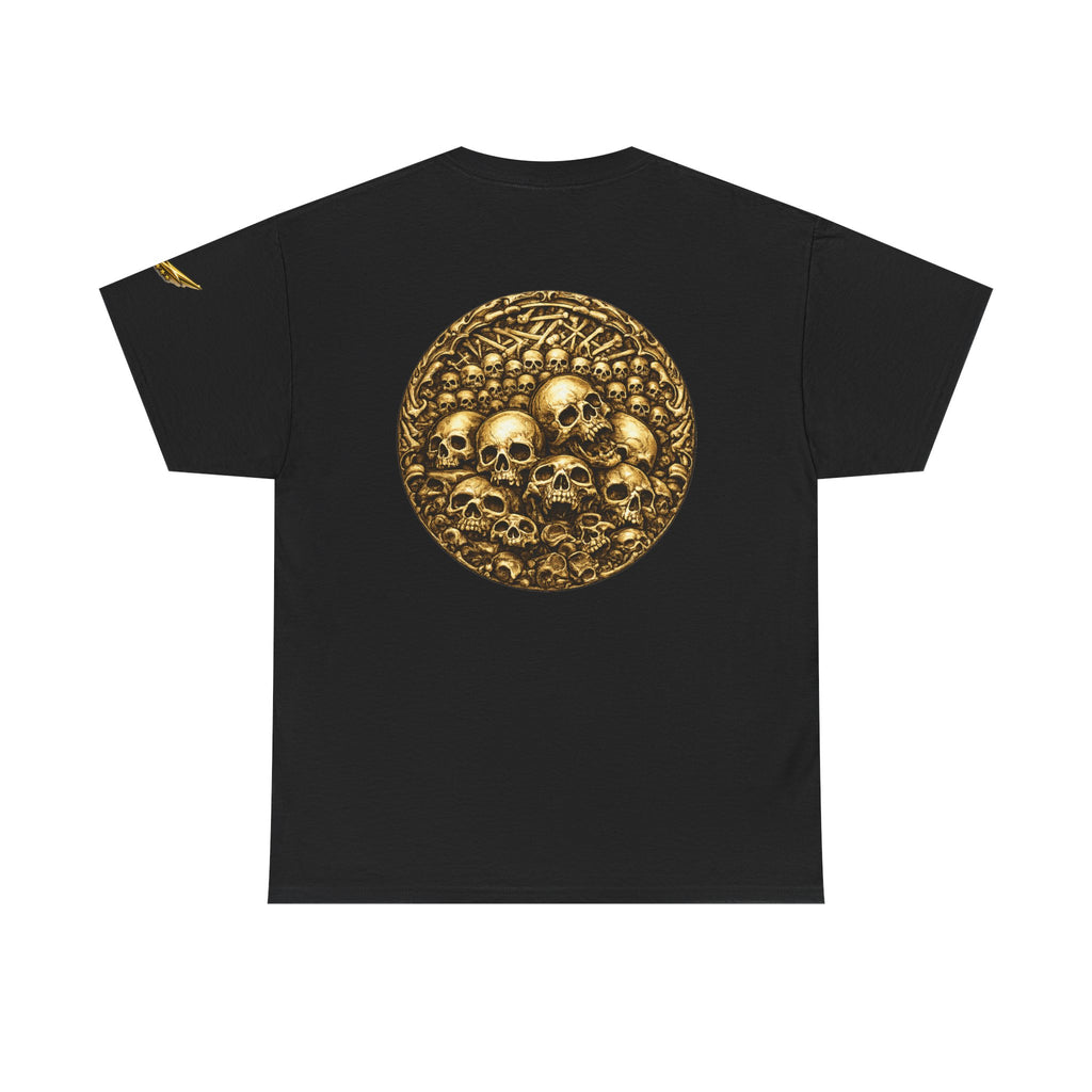 Skull Pile Graphic Tee — Vintage Gold Skull Circle Back Print