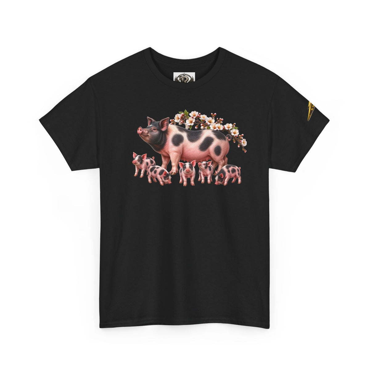 Pig Mama Graphic Tee — Floral Crowned Sow & Piglets Casual T-Shirt